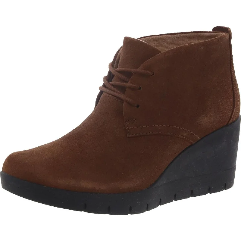 Unstructured by Clarks Womens Madera Lace Suede Lace Up Ankle Boots Comfortable Derby Style  