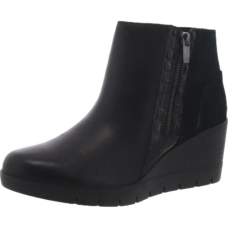 Unstructured by Clarks Womens Madera Lo 2 Mixed Media Double Zipper Ankle Boots Leather Driving Shoe Style  