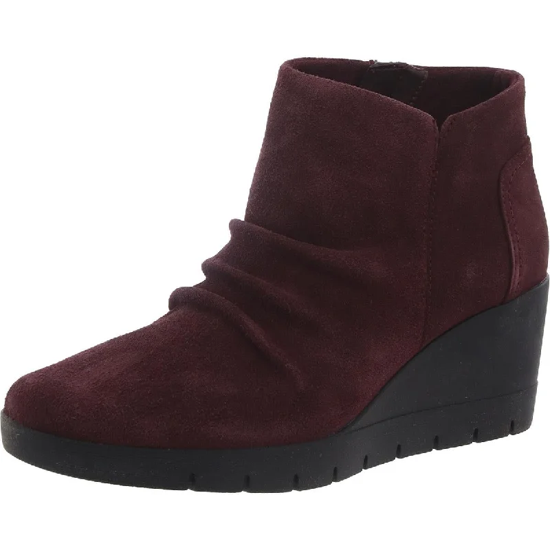 Unstructured by Clarks Womens Madera Way Suede Gathered Ankle Boots Business Monk Strap Style  