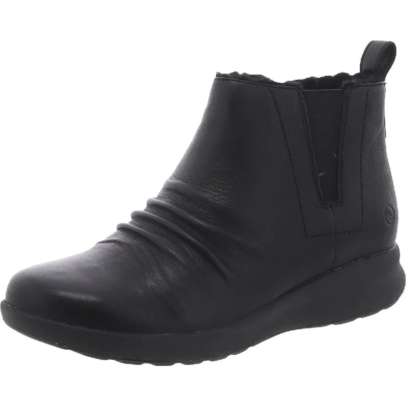 Unstructured by Clarks Womens Un Adorn Mid 2 Leather Gathered Ankle Boots Camouflage Print Boot Style  