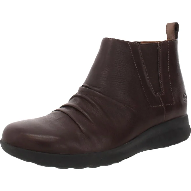 Unstructured by Clarks Womens Un Adorn Mid Leather Scrunch Ankle Boots Hip - Hop Sneaker Style  