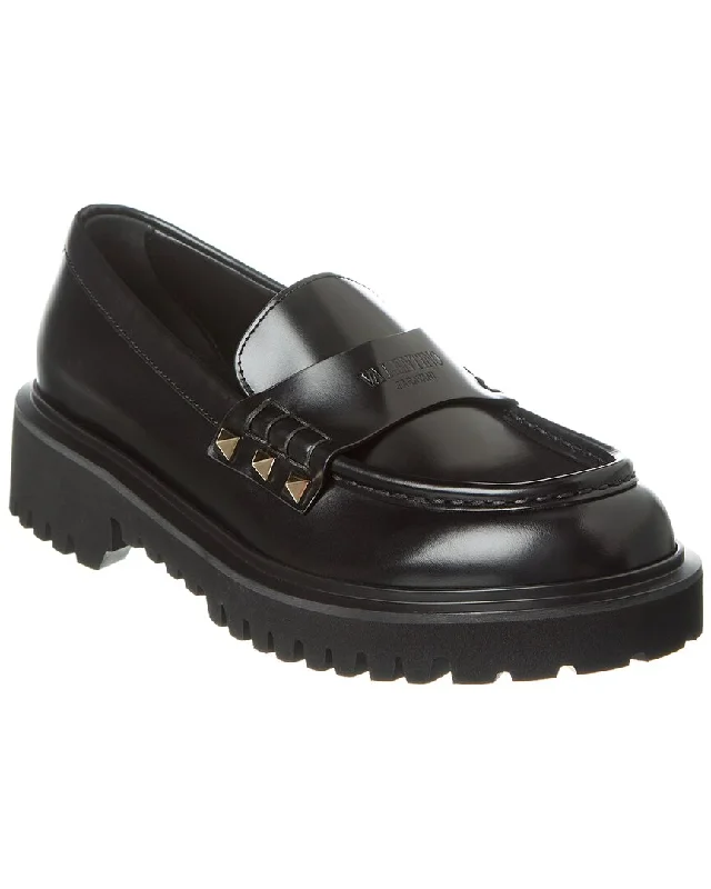Valentino Rockstud Leather Loafer Athleisure Derby Style  