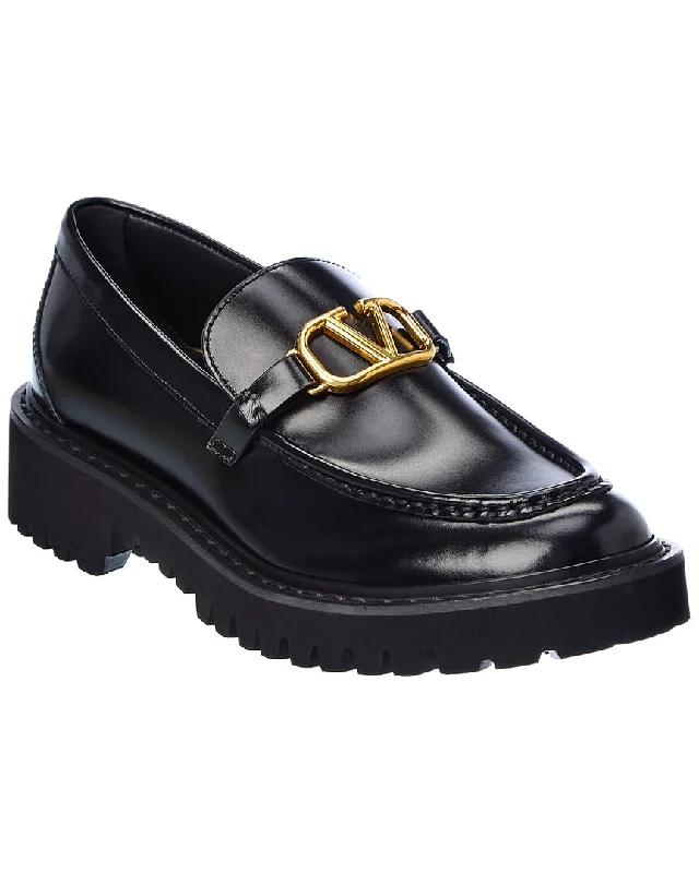 Valentino VLogo Signature Leather Loafer Upcycled Shoe Look  