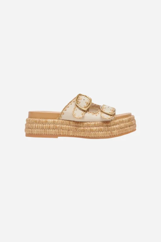 Dolce Vita Wanika Sandals in Sand Nubuck Memory - Foam Slipper Look  
