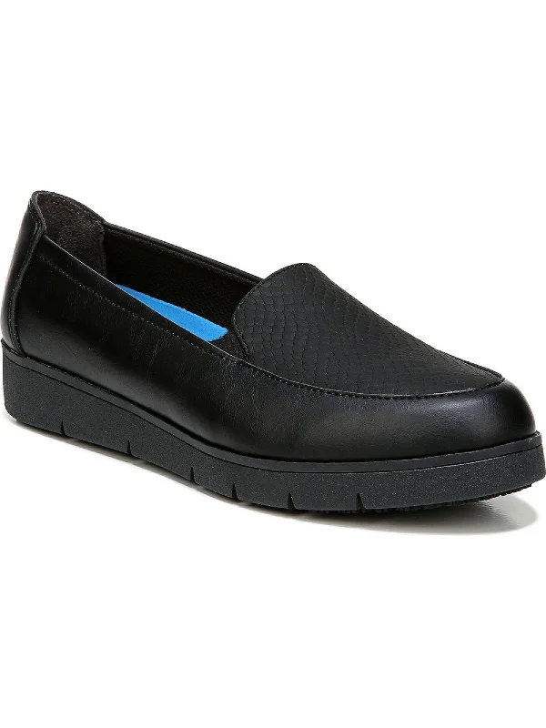 Webster Work Womens Leather Slip On Loafers Metallic Trim Shoe Design  