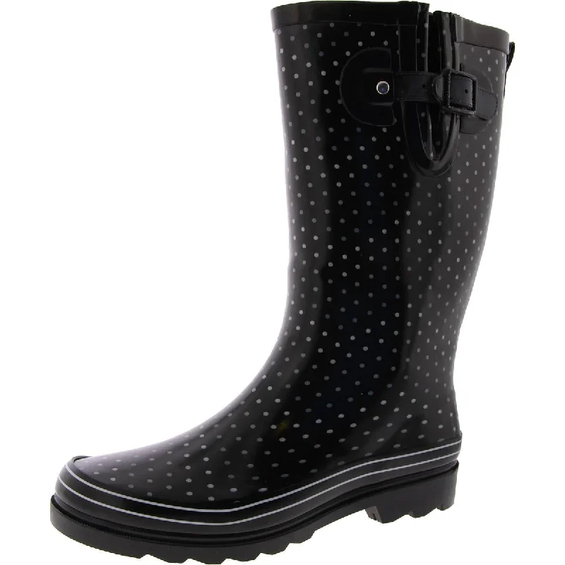 Western Chief Womens CHEVRON DOT Round toe Mid Calf Rain Boots Neon - Accent Sneaker Look  