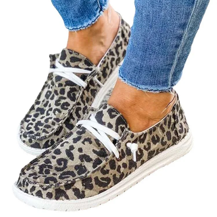 Wholesale Brand Fashion Women Loafers Shoes New Design Slip-On Canvas Walk Shoes Causal Moccasin Comfortable Mules Flats Costom Open - Lacing Derby Look  