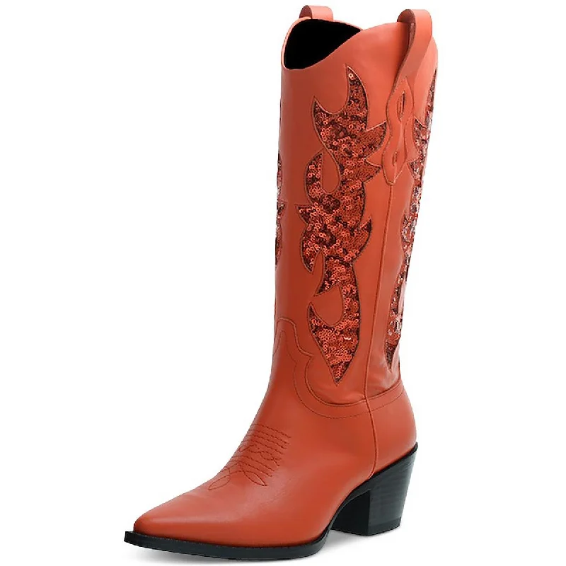 Wild Pair Womens Lucah Sequin Pointed toe Cowboy, Western Boots Quilted Shoe Design  