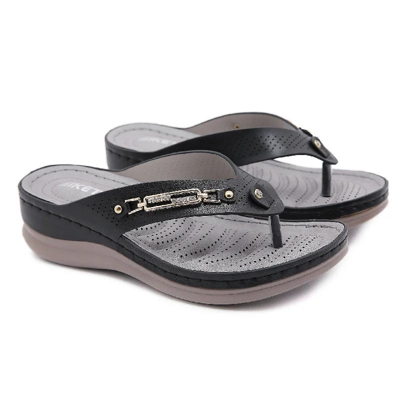 Women's Black Summer Microfiber Leather Flip Flop Solid Flat Slippers Desert Boot Utility Style  