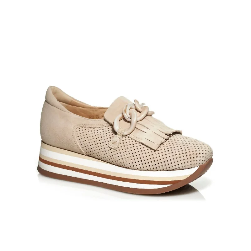 Women's Cadie Loafers In Cream Chunky Platform Sneaker Style  