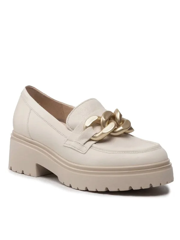 Women's Chunky Loafers In Cream/gold Ornament Paisley Print Shoe Design  