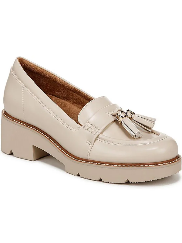 Womens Faux Leather Slip On Loafers Ivy League - Inspired Derby Look 