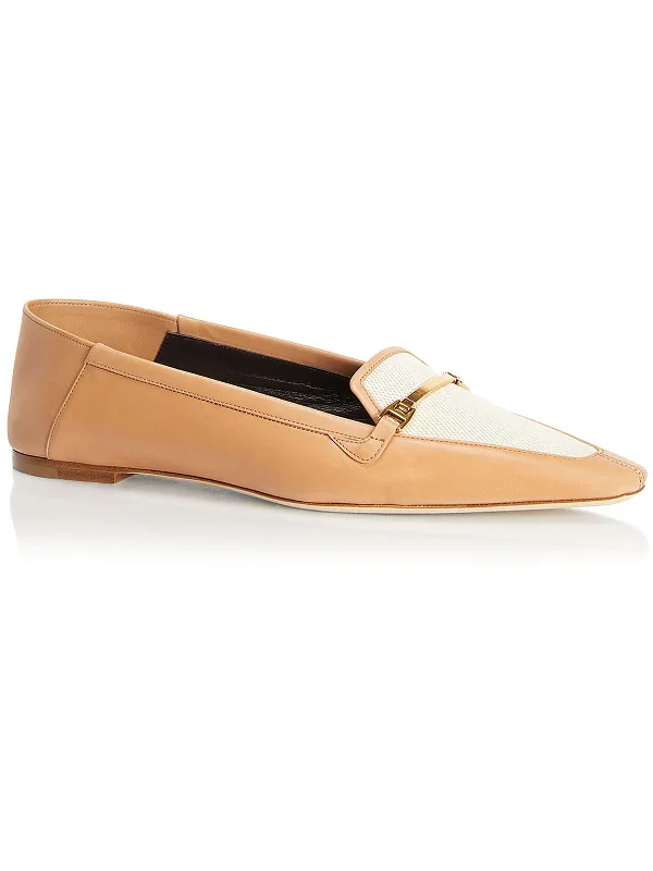 Womens Faux Leather Slip On Loafers Monochromatic Shoe Look  