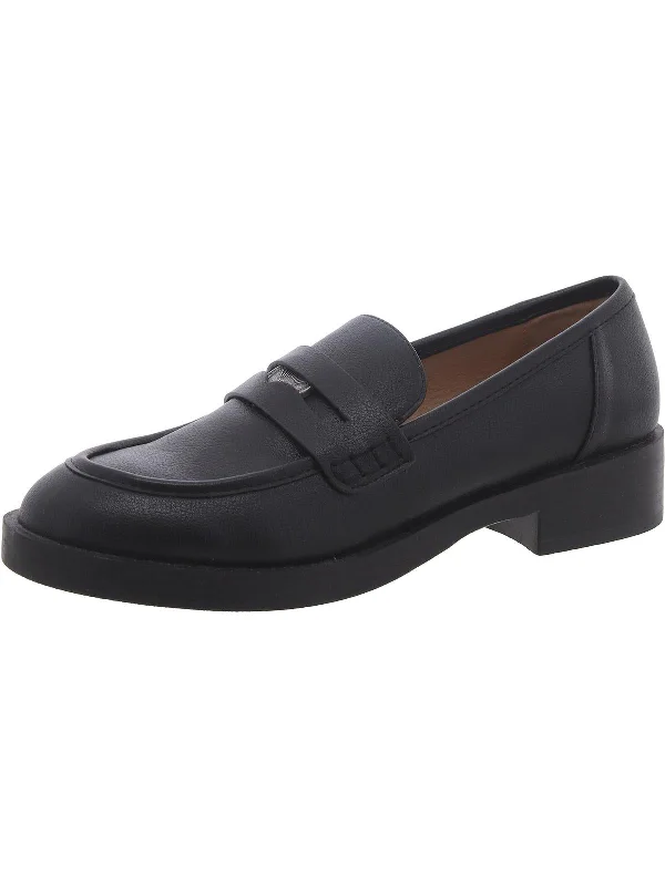 Womens Faux Leather Smooth Loafers Ivy League - Inspired Derby Look 