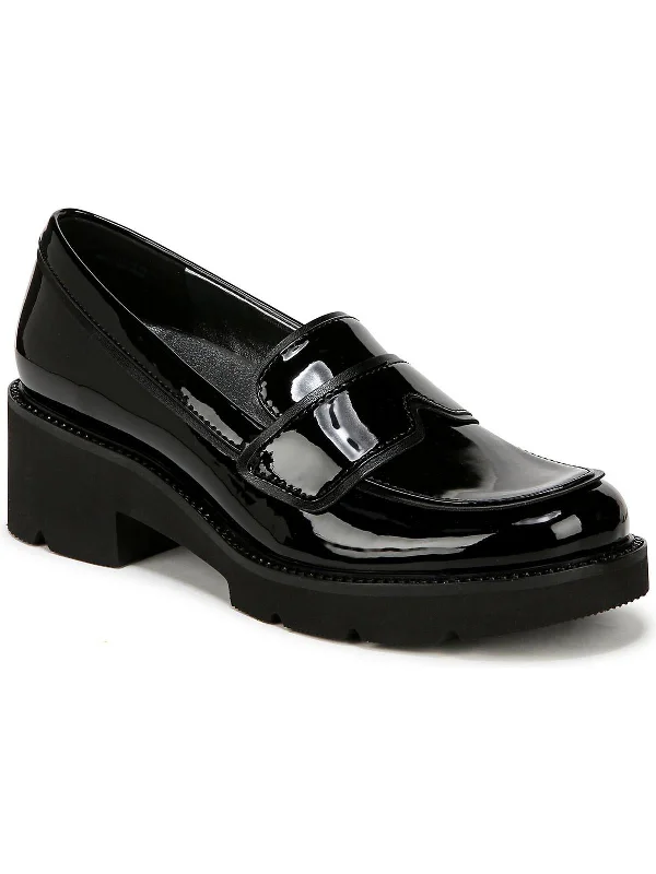 Womens Faux Patent Leather Penny Loafers Loose - Fit Slipper Style  