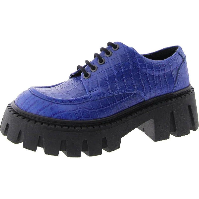 Womens Leather Block Heel Loafers Vintage Oxford Appeal 