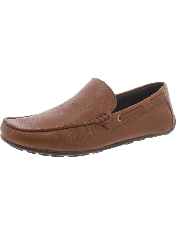 Womens Leather Embossed Loafers Buckle -