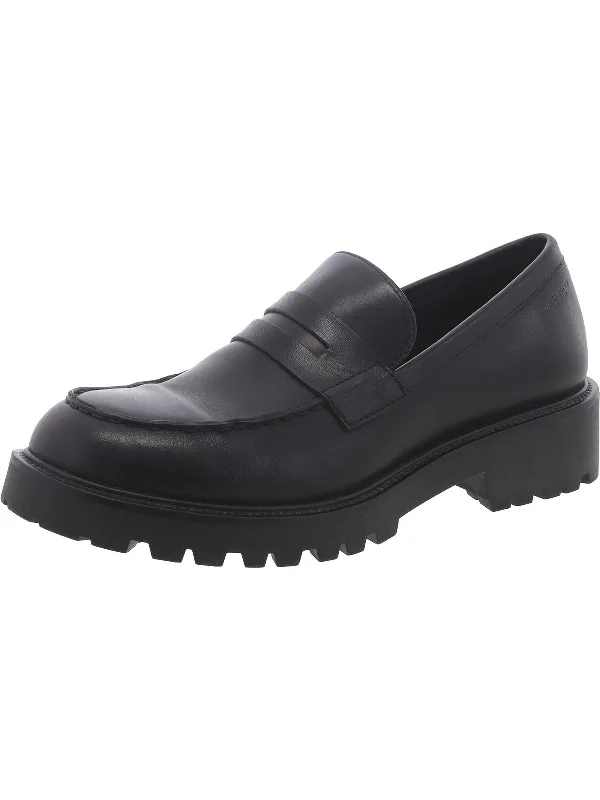 Womens Leather Round toe Loafers Combat - Inspired Military Boot Look  