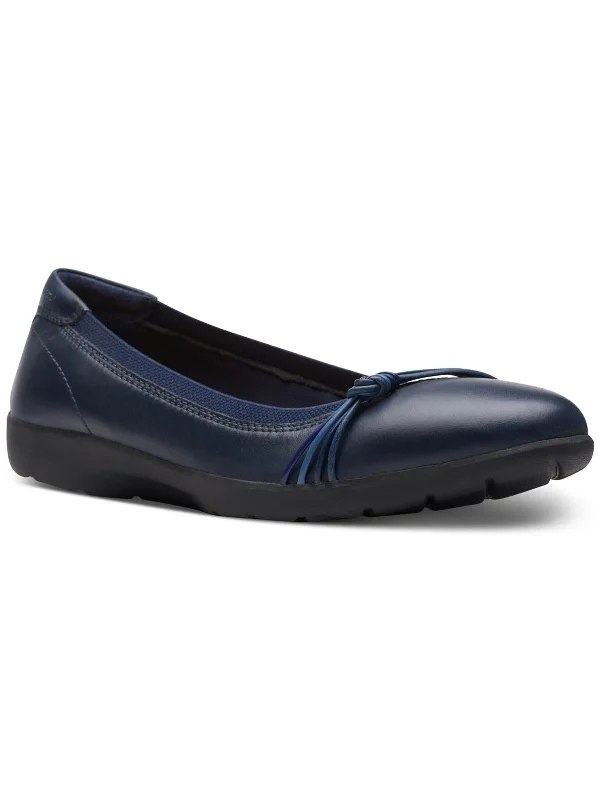 Womens Leather Slip-On Ballet Flats Single - Buckle Monk Look  