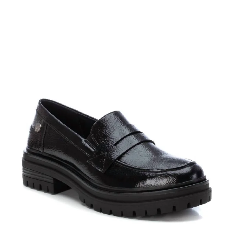 Women's Moccasins Loafer In Black Ankle - High Military Boot Style  