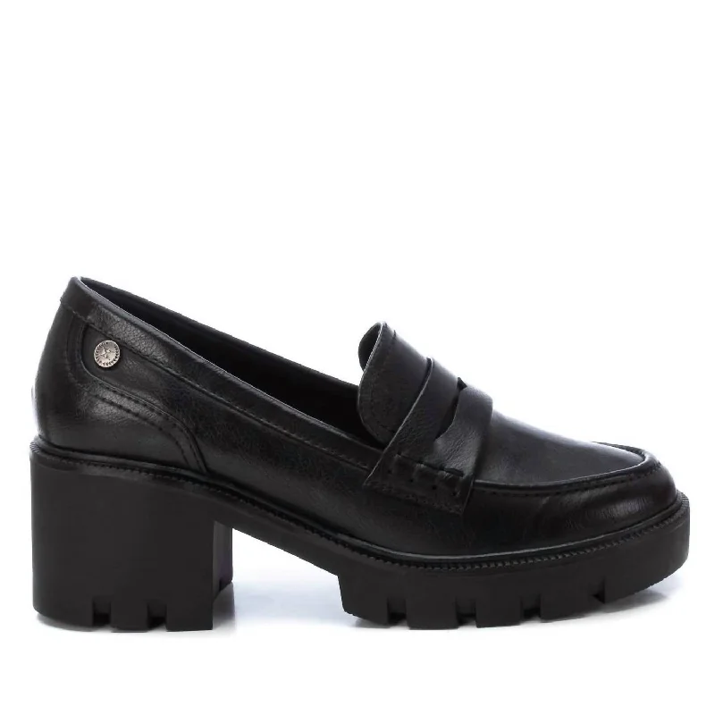 Women's Moccasins Shoes In Black Retro Plimsoll Style  