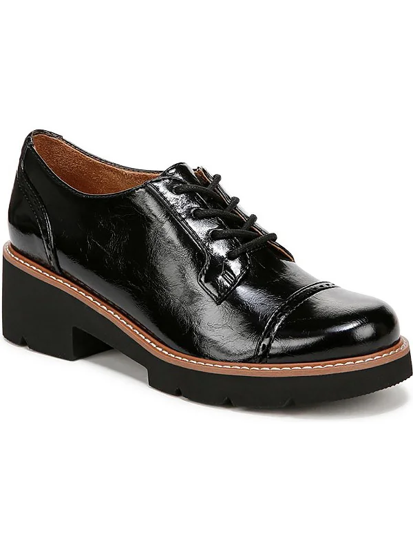 Womens Patent Lace-Up Oxfords Two - Tone Shoe Design  