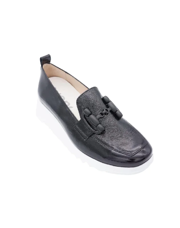 Women's Platform Wedge Loafer In Black Mod Oxford Design  