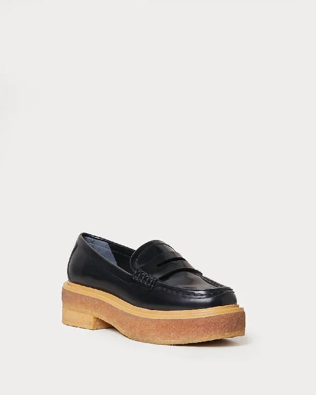 Women's Rikki Black Platform Loafer Victorian - Era Boot Style  