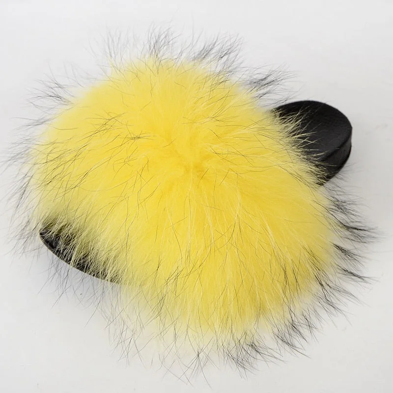 Women's Sexy Casual Summer Rivet Decor Synthetic Big Fur House Slippers Patchwork Shoe Aesthetic  