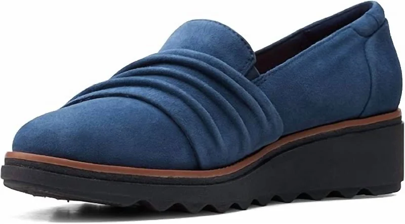 Women's Sharon Villa Loafer In Navy Suede Embroidered Cowboy Boot Design  