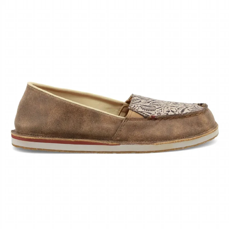 Women's Slip-On Loafer In Bomber & Light Taupe Striped Shoe Style  