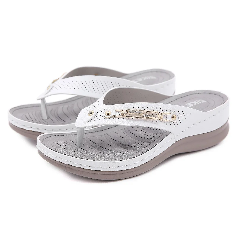 Women's Summer White Crystal Diamond Microfiber Leather Flat Slippers Tailored Oxford Style 