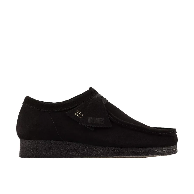 Women's Wallabee Loafer In Black Suede Combat - Inspired Military Boot Look  