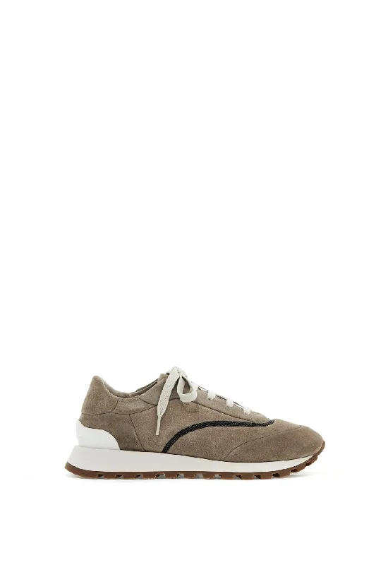 BRUNELLO CUCINELLI wool sneakers with precious stripe design Combat - Inspired Military Boot Look  