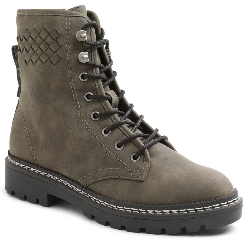 XOXO Womens Pascal Faux Leather Lace Up Combat Boots Vintage Oxford Appeal 