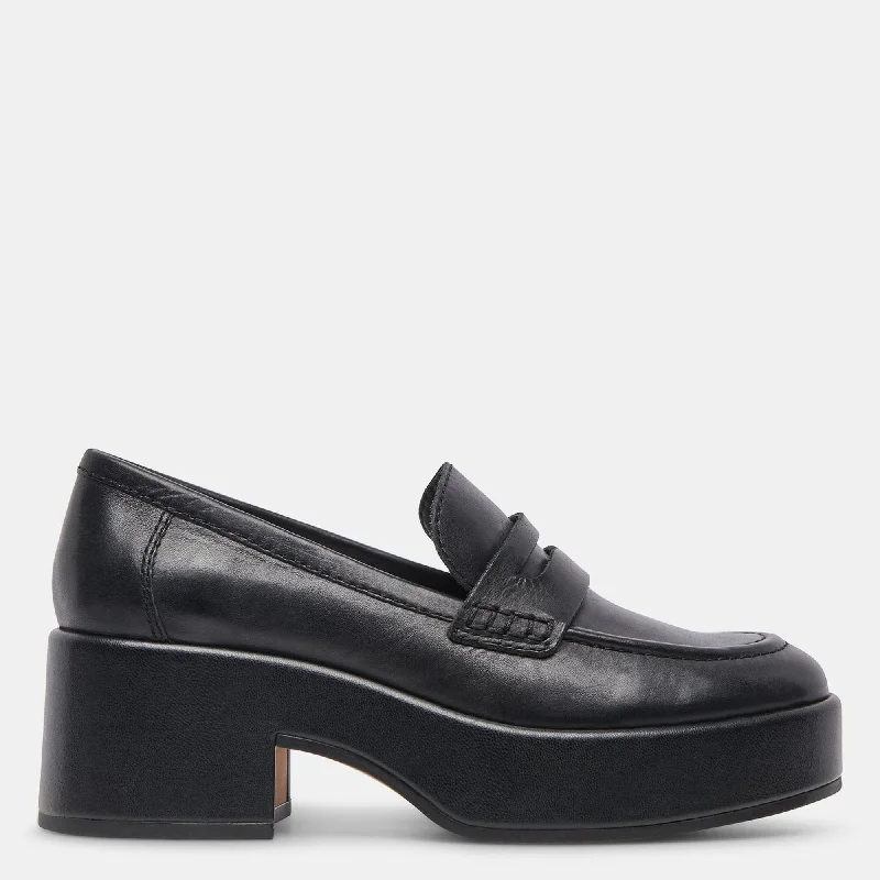 YANNI LOAFERS BLACK LEATHER Striped Shoe Style  