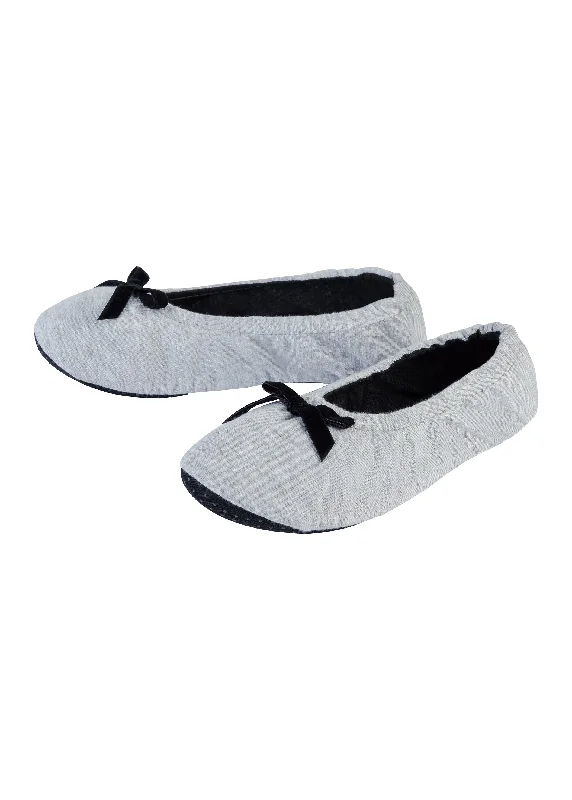 Women's Ballerina Slippers,Light Grey Moccasin Soft - Sole Style  