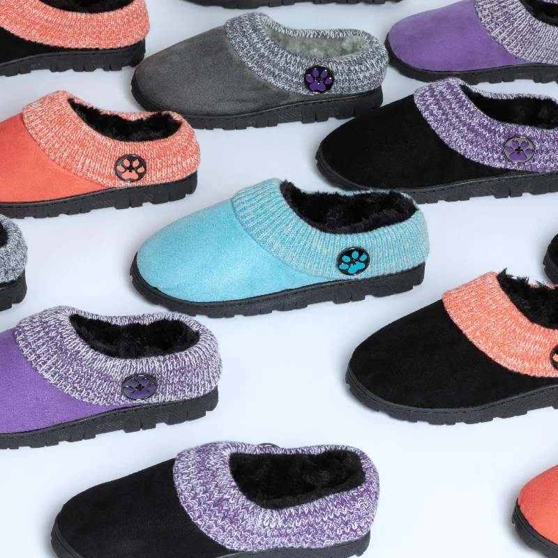 Purple Paw Comfy Clog Slippers Tailored Oxford Style 