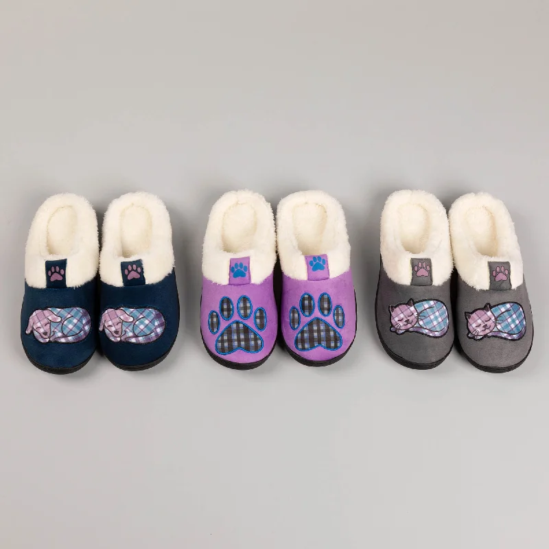 Pet Patch Slide Slippers Open - Lacing Derby Look  