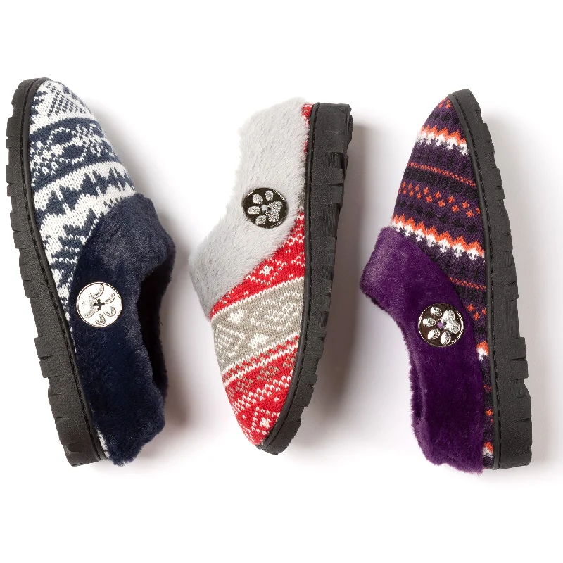 Paw Knit Clog Slippers Elastic - Sided Chelsea Look  