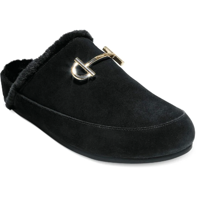 Ada Womens Padded Insole Faux Fur Slide Slippers Retro Basketball Sneaker Design  