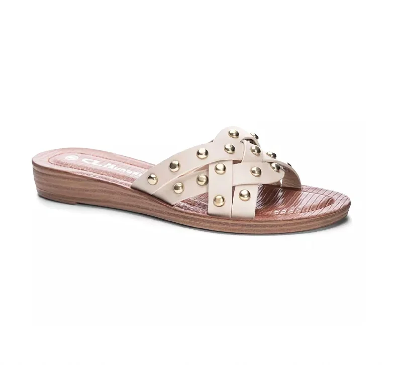 Cassie Aspiring Sandal In Beige Zip - Up Boot Style  