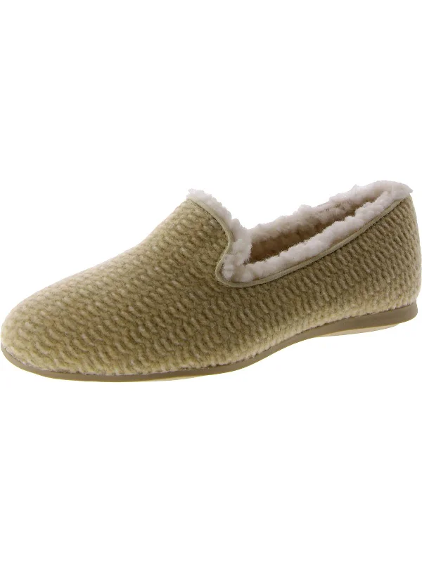 Edith Womens Faux Fur Lined Slip On Loafer Slippers Patchwork Shoe Aesthetic  