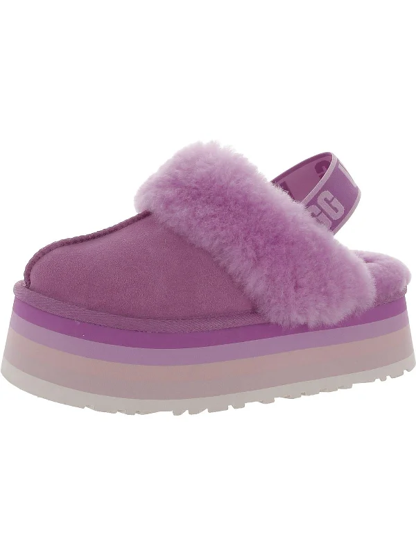 Funkette Womens Suede Shearling Slip-On Slippers Hemp - Material Shoe Style  