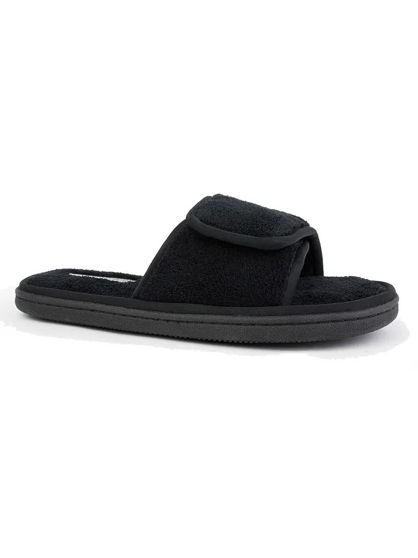 Geana Womens French Terry Adjustable Slide Slippers Blue Coast Loafer Aesthetic 