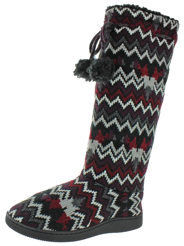 Gloria Womens Knit Lined Bootie Slippers Brogue Oxford Aesthetic 