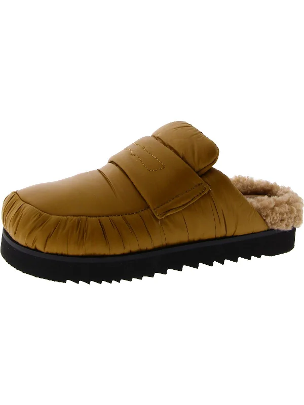 Gong Womens Faux Fur Comfy Scuff Slippers Edwardian Shoe Look  