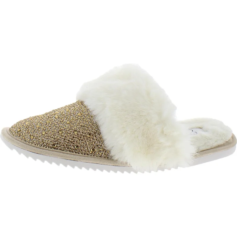 Jessenia Womens Embellished Comfort Slip-On Slippers Paisley Print Shoe Design  