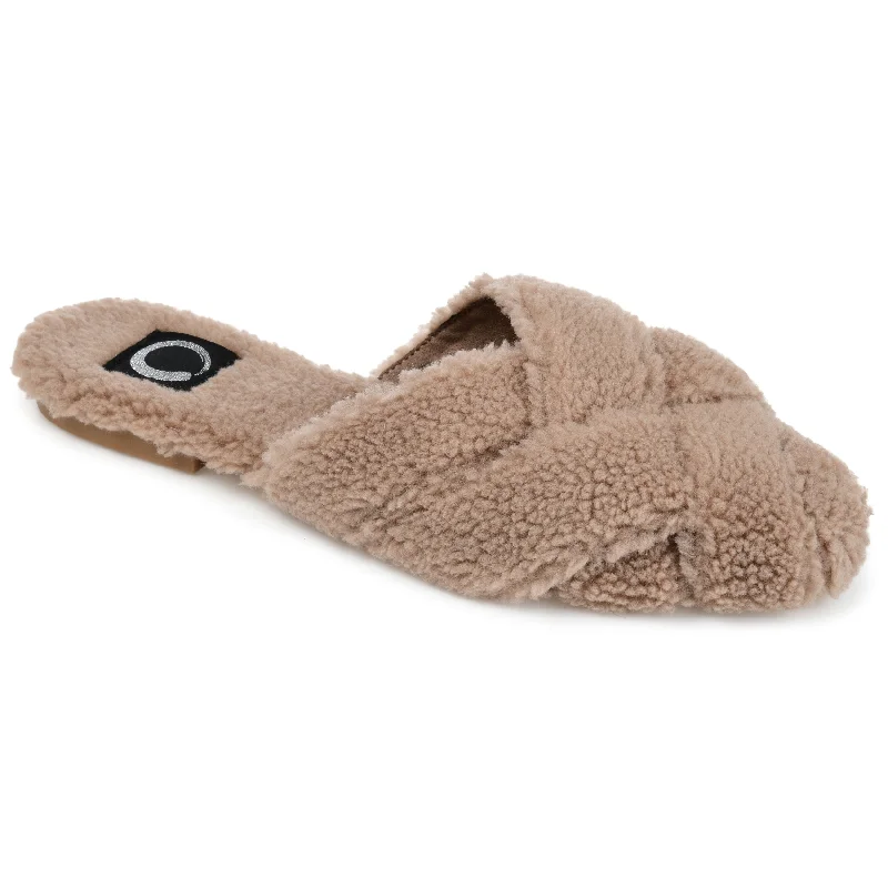 Journee Collection Women's Faux Fur Sereena Slipper Quilted Shoe Design  