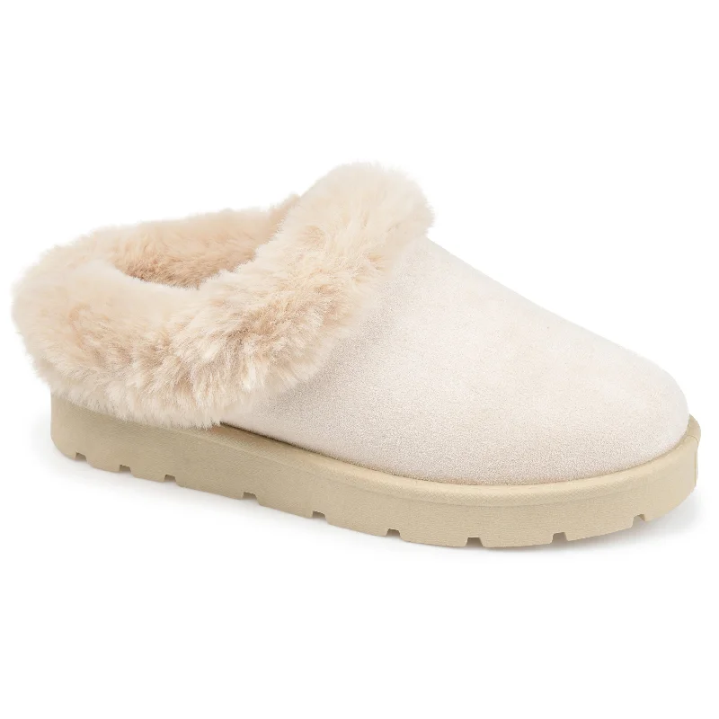 Journee Collection Women's Faux Fur Trim Whisp Slipper Suede Desert Boot 